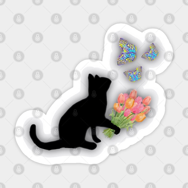 PEACE LOVING CAT Sticker by sentha